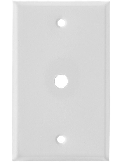Classic Cable Jack Cover Plate In White Enamel.
